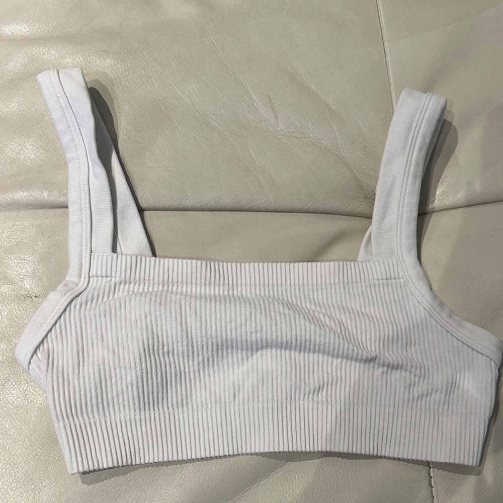 White Ribbed Crop Top